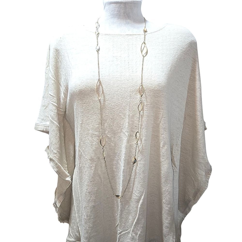 Etienne Aigner Extra Long Gold Tone Decorative Link Chain Necklace 48"
